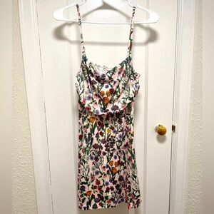 Cider “Floral all over print ruched mini dress”